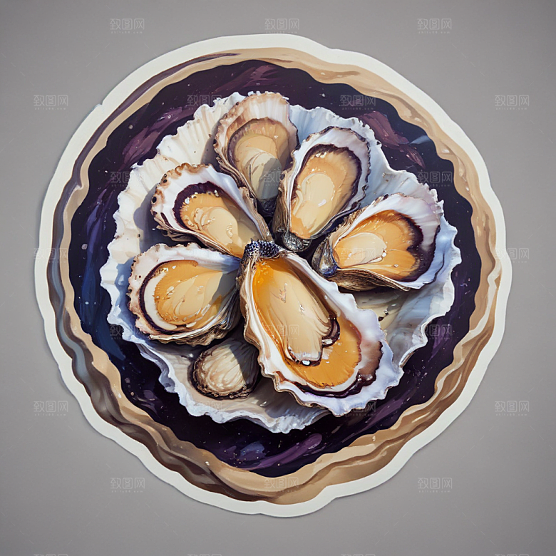 逼真海鲜插画牡蛎图片