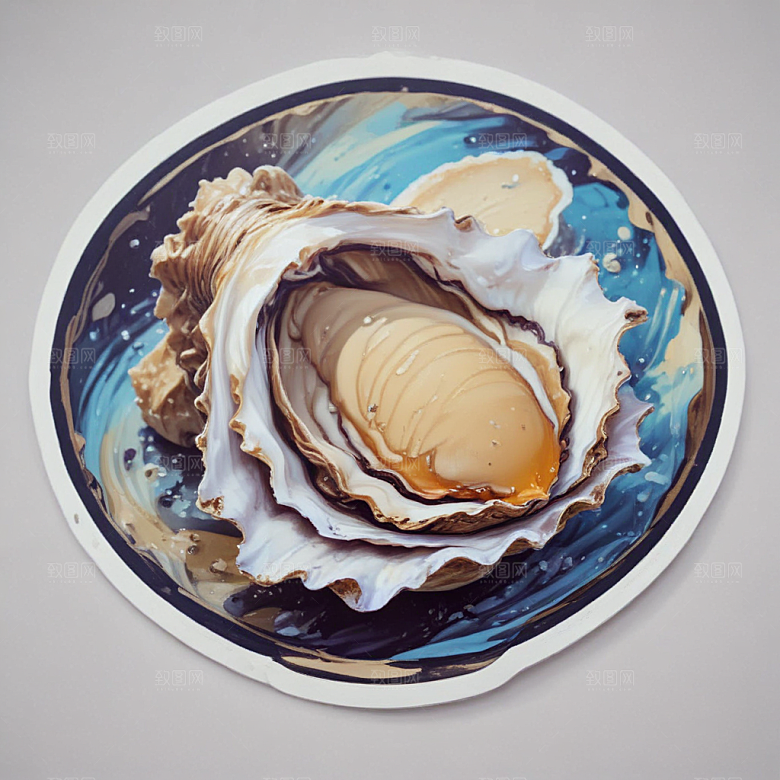 逼真海鲜插画牡蛎图片