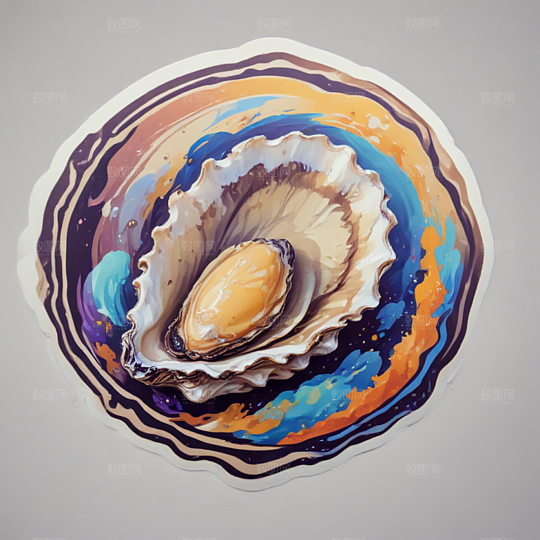 逼真海鲜插画牡蛎图片