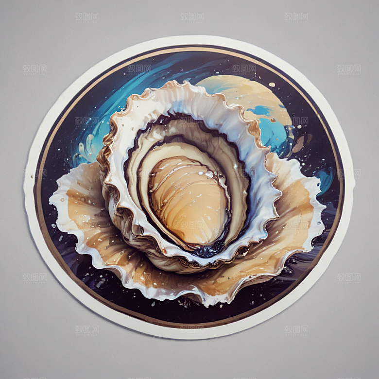 逼真海鲜插画牡蛎图片
