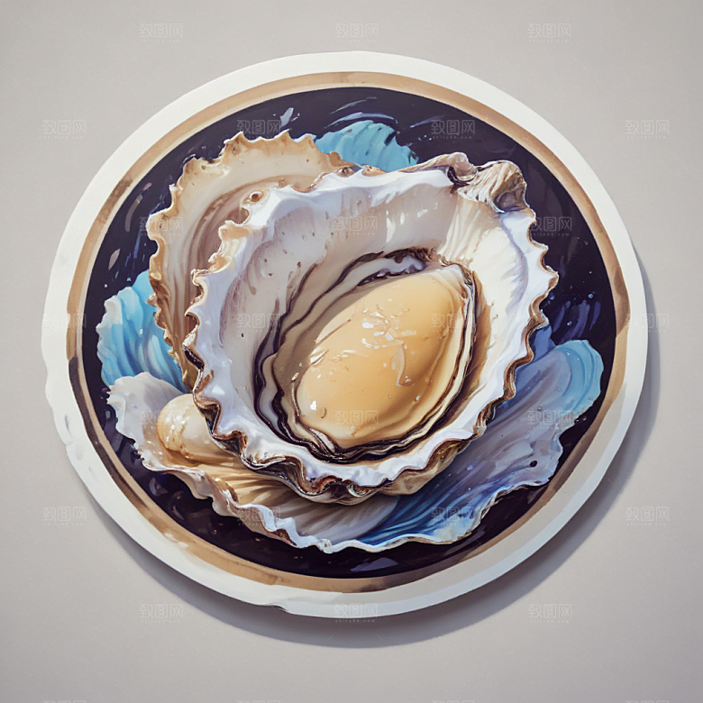 逼真海鲜插画牡蛎图片