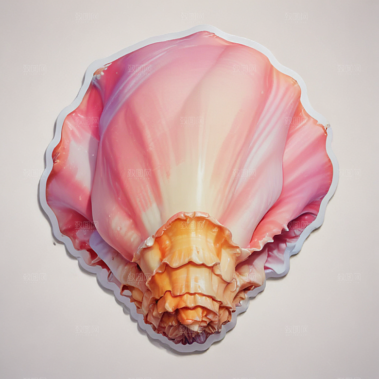 超写实粉色海螺插画图片