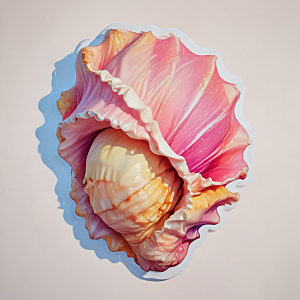超写实粉色海螺插画图片