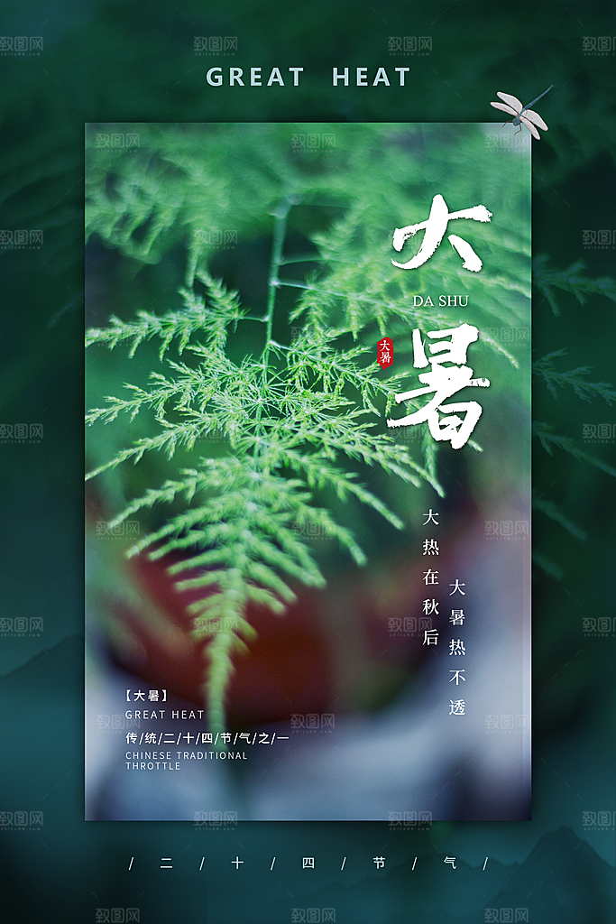 大暑节气简约大气海报