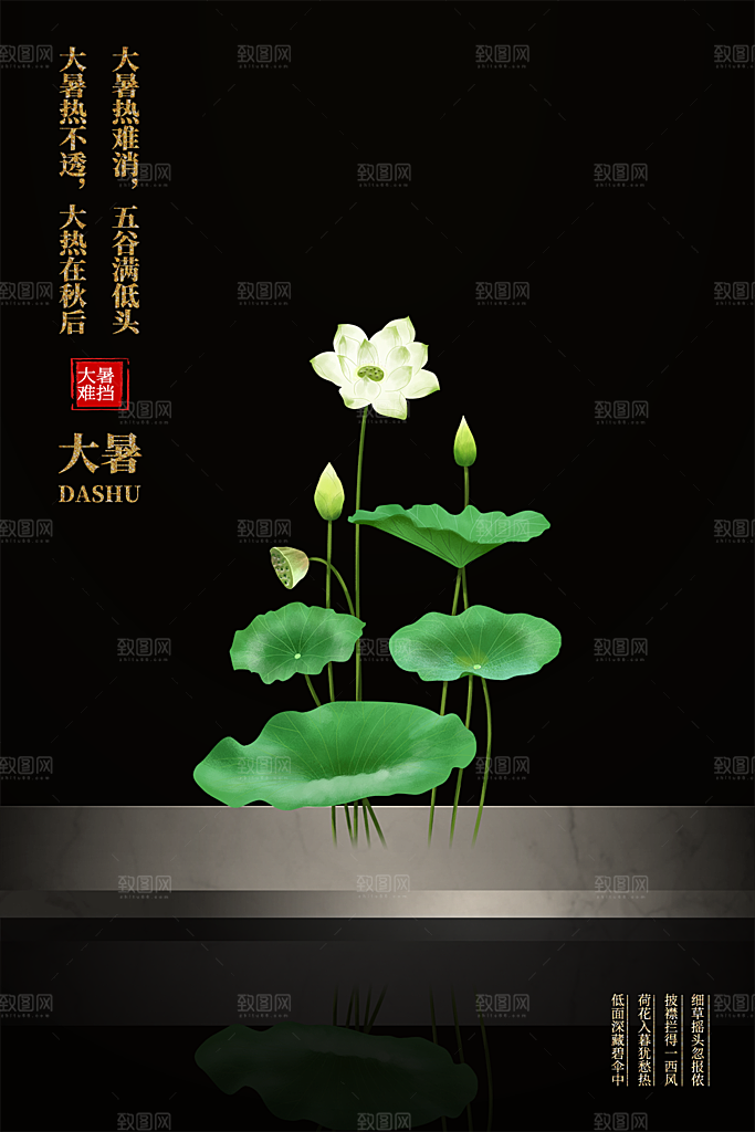 传统节气大暑海报模版