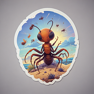 海蚂蚁卡通插画风格贴纸