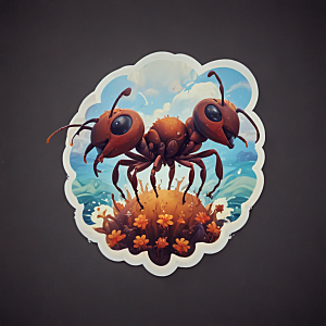 海蚂蚁卡通插画风格贴纸