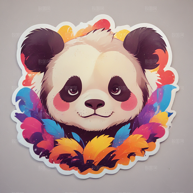熊猫卡通插画风格贴纸