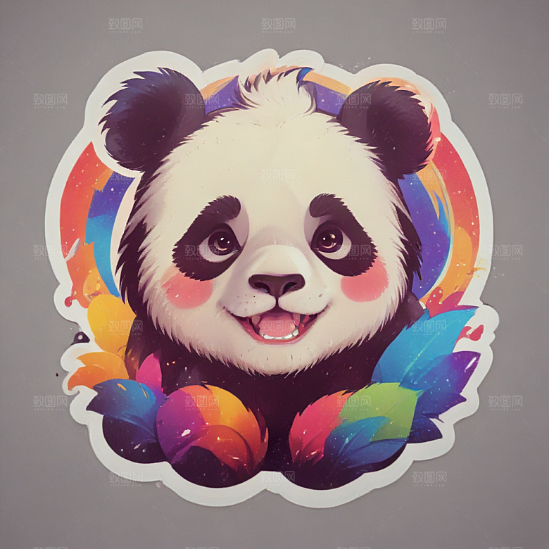 熊猫卡通插画风格贴纸