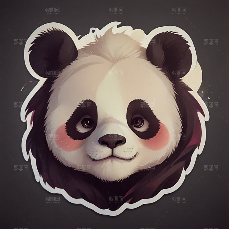 熊猫卡通插画风格贴纸