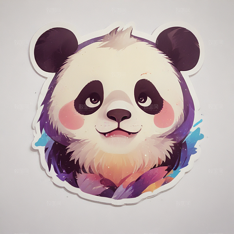 熊猫卡通插画风格贴纸