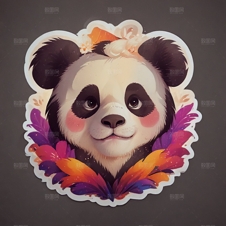 熊猫卡通插画风格贴纸