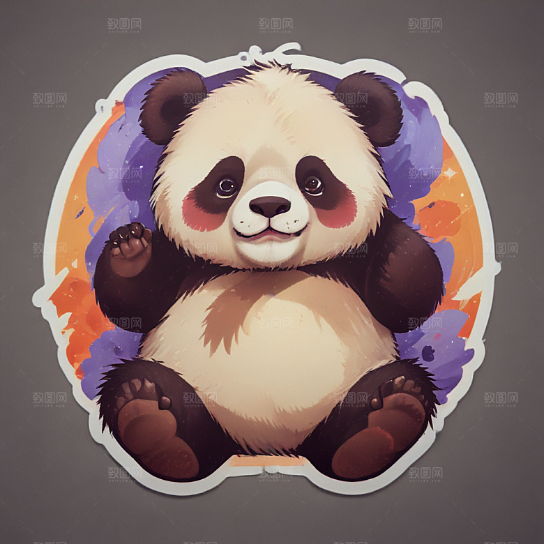 熊猫卡通插画风格贴纸