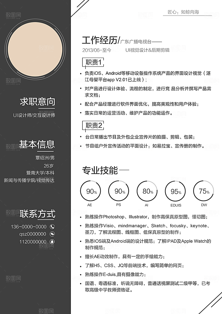 创意文化设计简历海报模板