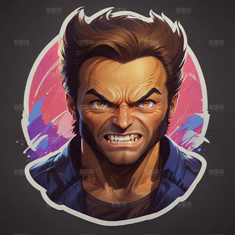 狼獾卡通插画风格贴纸
