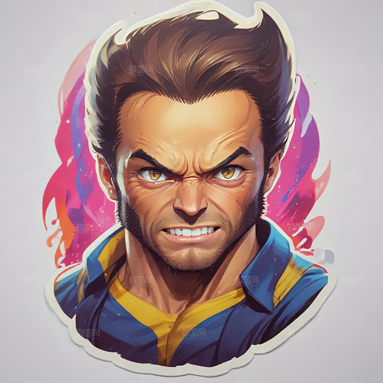 狼獾卡通插画风格贴纸
