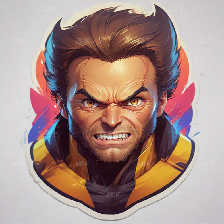 狼獾卡通插画风格贴纸