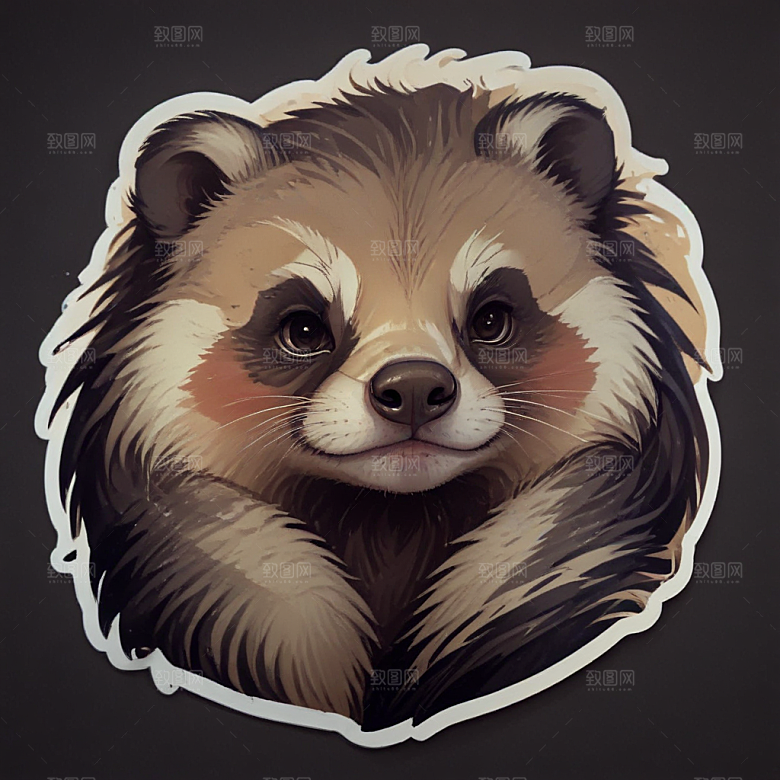 獾卡通插画风格贴纸