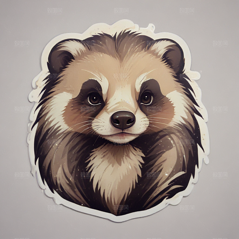 獾卡通插画风格贴纸