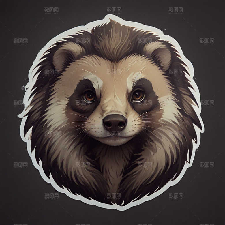 獾卡通插画风格贴纸