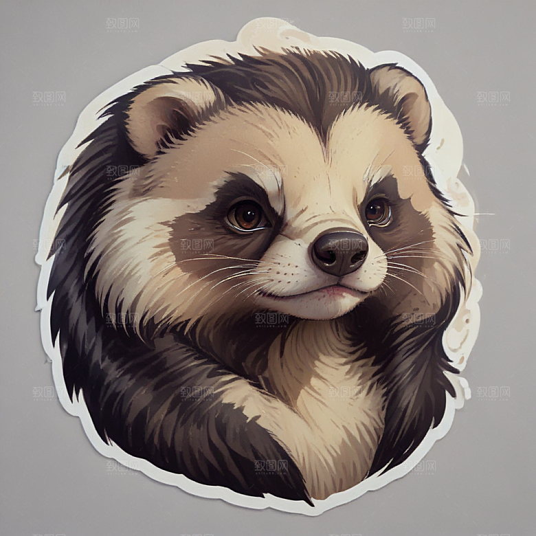 獾卡通插画风格贴纸