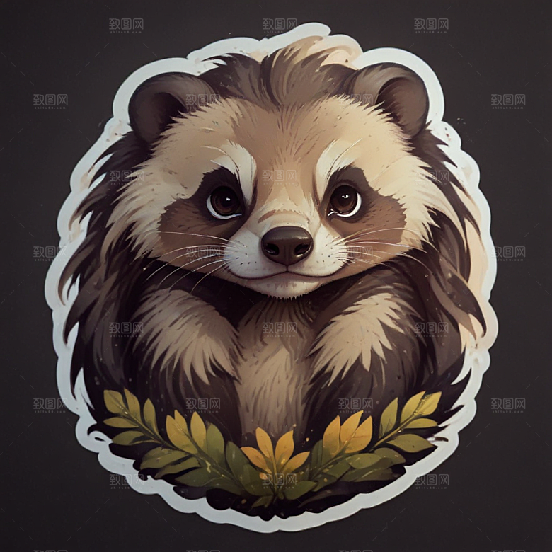 獾卡通插画风格贴纸