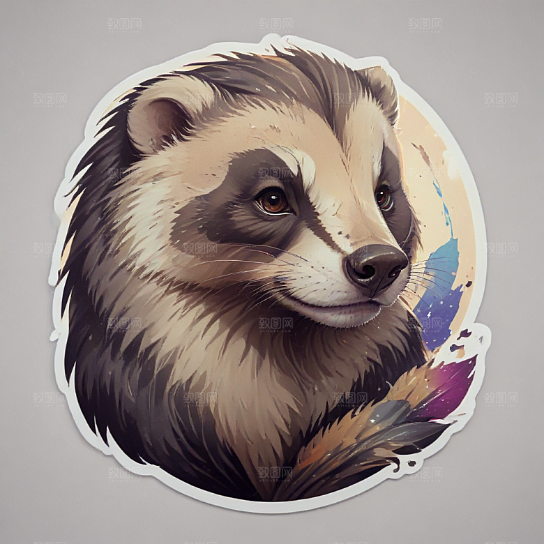 獾卡通插画风格贴纸