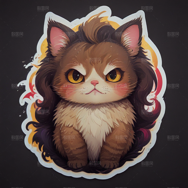 麝香猫卡通插画风格贴纸