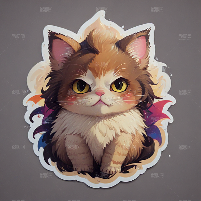 麝香猫卡通插画风格贴纸