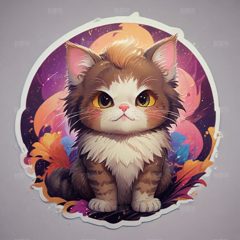 麝香猫卡通插画风格贴纸
