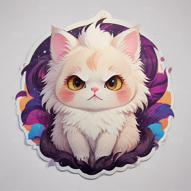 麝香猫卡通插画风格贴纸