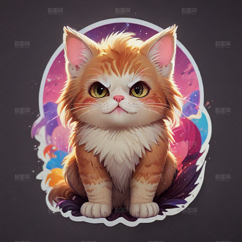 麝香猫卡通插画风格贴纸