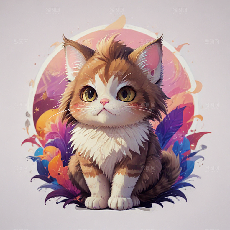 麝香猫卡通插画风格贴纸
