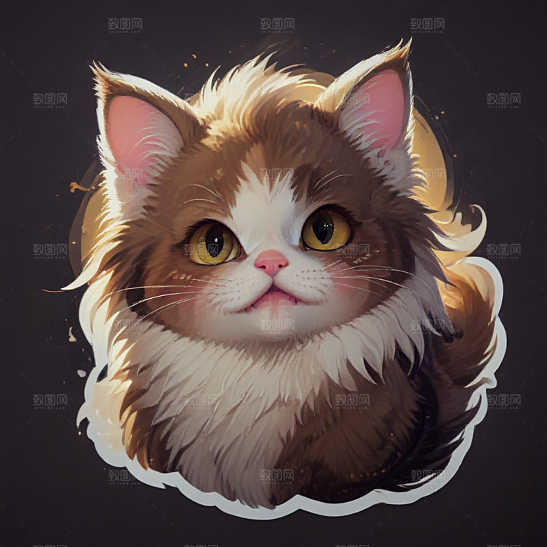麝香猫卡通插画风格贴纸