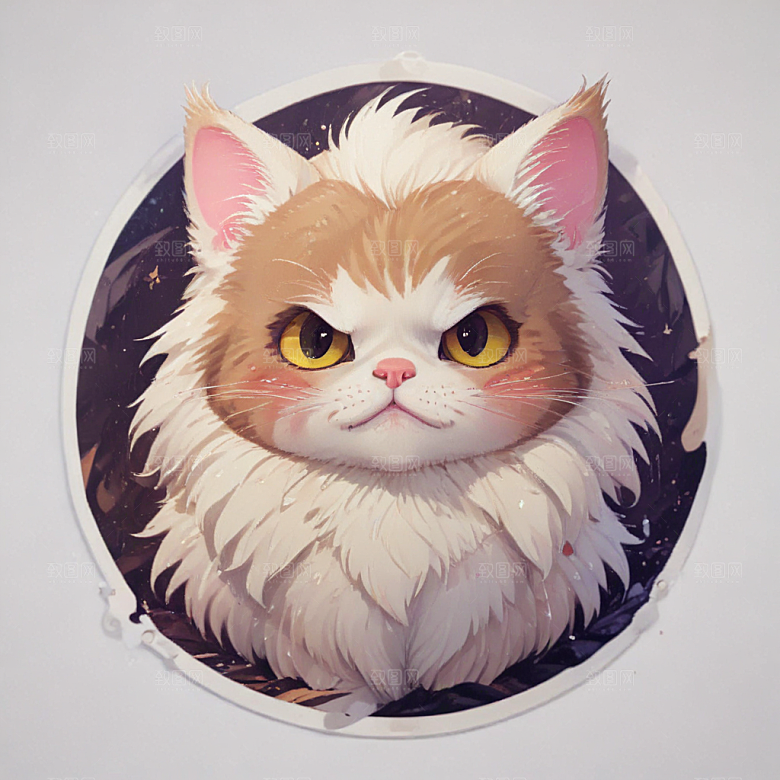 麝香猫卡通插画风格贴纸