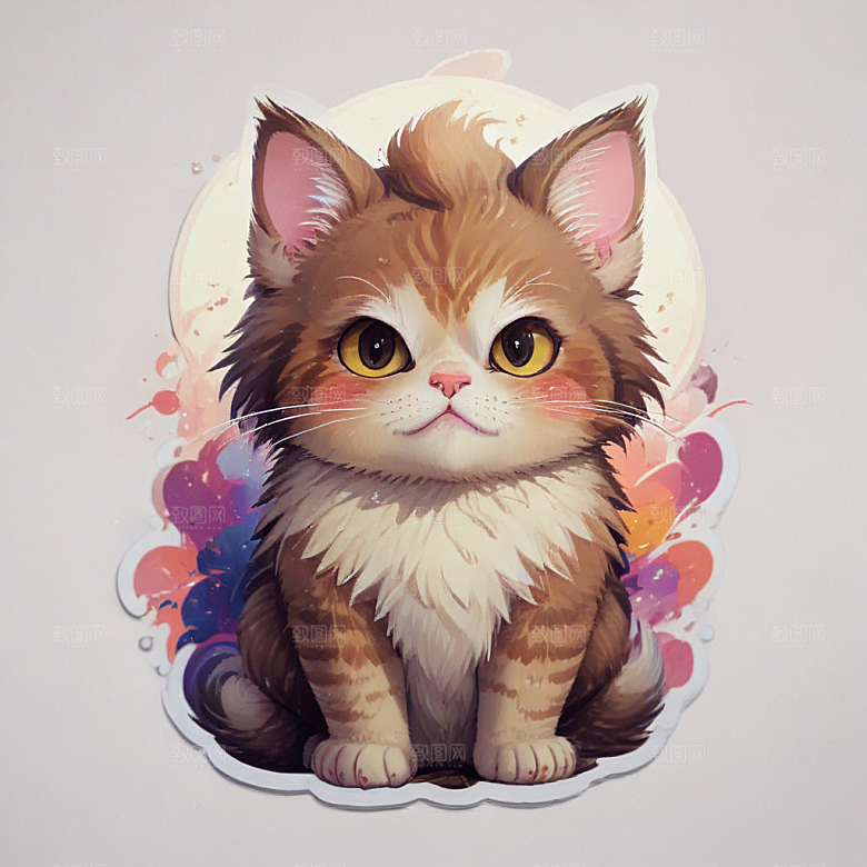 麝香猫卡通插画风格贴纸