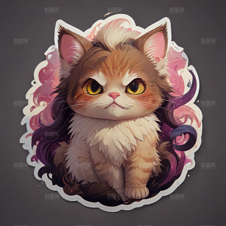 麝香猫卡通插画风格贴纸