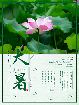传统节气大暑海报模版