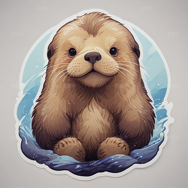 海獭卡通插画风格贴纸