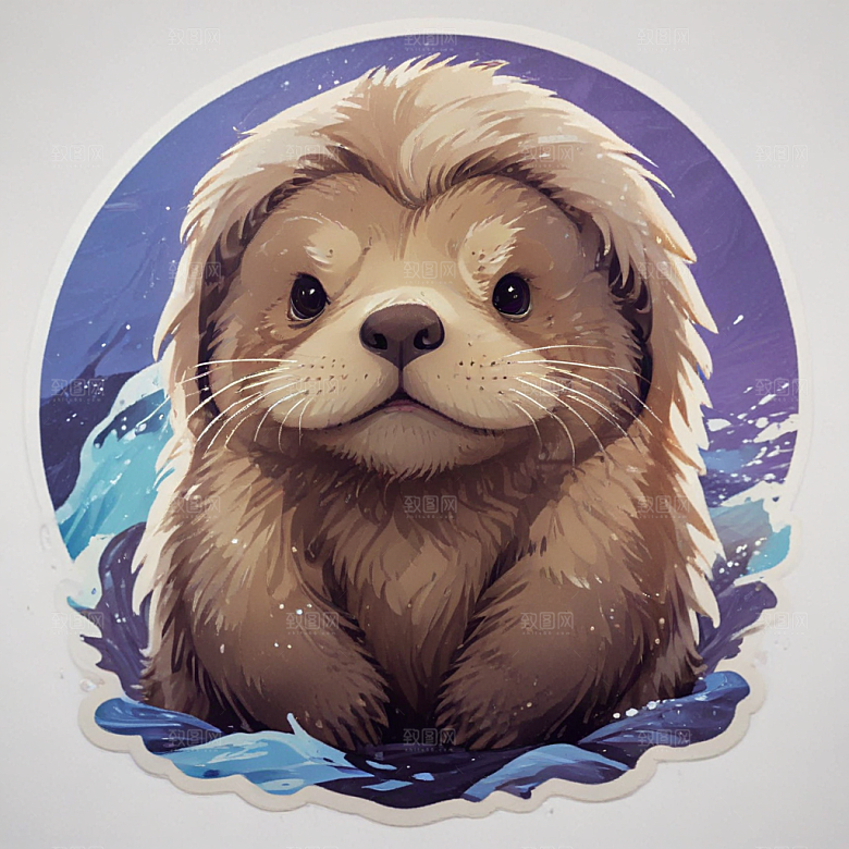 海獭卡通插画风格贴纸