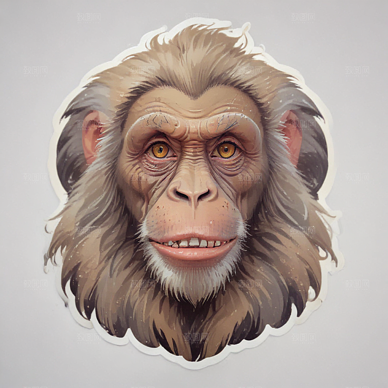 狒狒卡通插画风格贴纸
