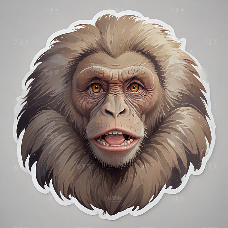 狒狒卡通插画风格贴纸