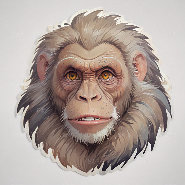 狒狒卡通插画风格贴纸