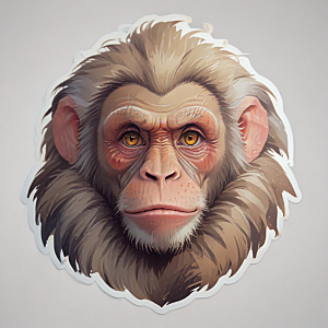 狒狒卡通插画风格贴纸