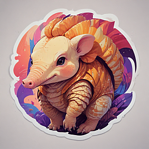 犰狳卡通插画风格贴纸