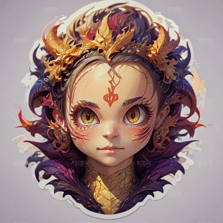 龙卡通插画风格贴纸