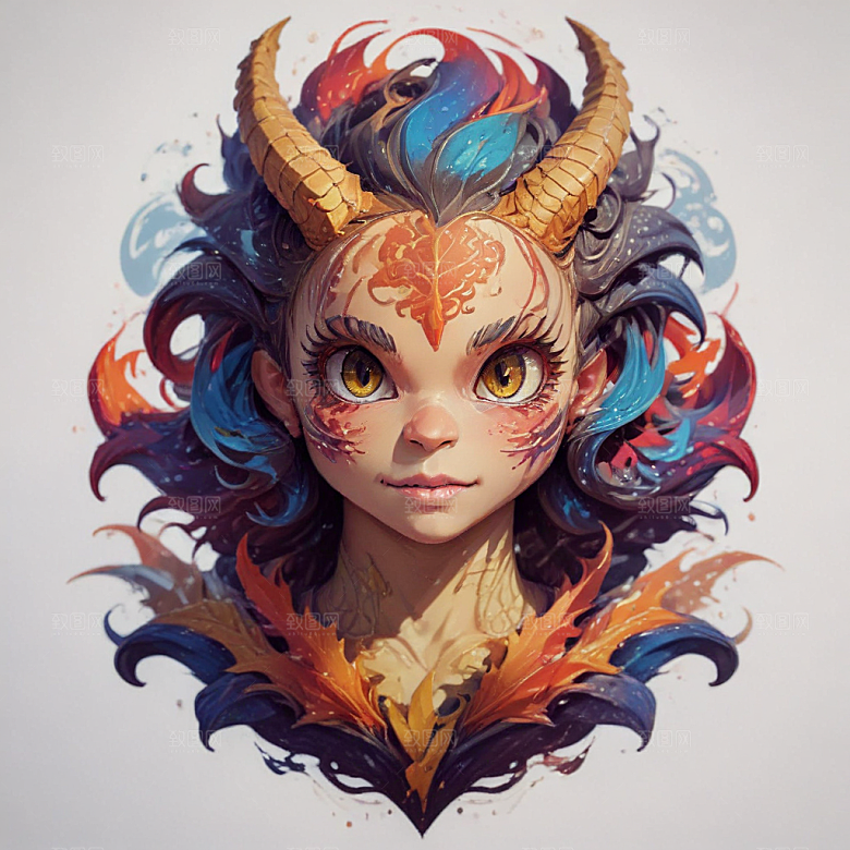 龙卡通插画风格贴纸