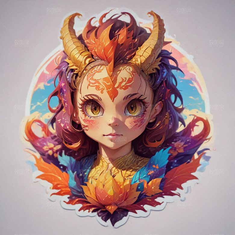 龙卡通插画风格贴纸