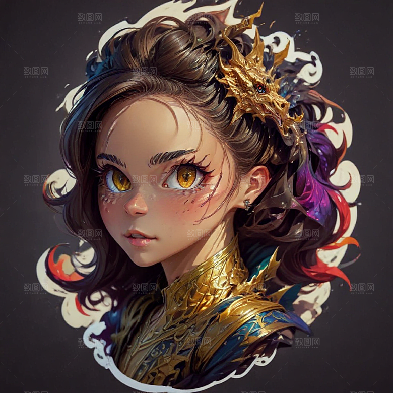 龙卡通插画风格贴纸