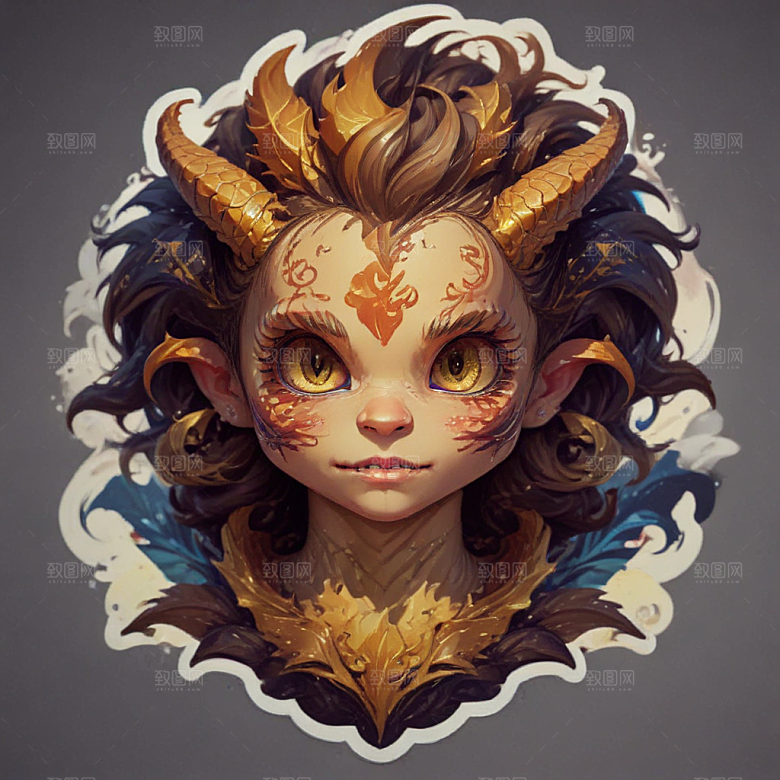龙卡通插画风格贴纸